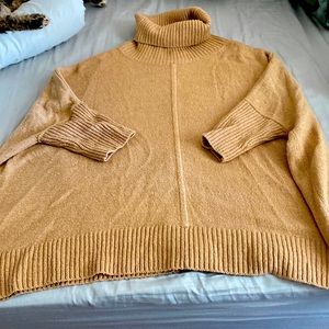 Loft camel colored poncho-style turtleneck sweater. Size MP
